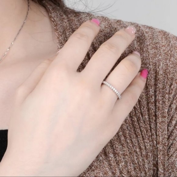 **18K White Gold Diamond Eternity Stackable Ring - Picture 3 of 6